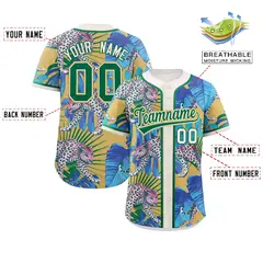 Khaki Leopard Graffiti Authentic Baseball Jersey 2