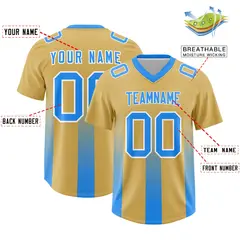 Khaki Light Blue Gradient Vertical Stripe Football Jersey 2