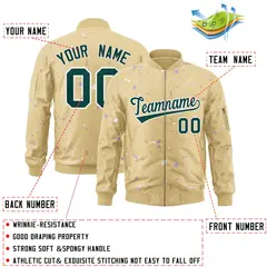 Khaki Midnight Green White Full-Zip Graffiti Splash Varsity Letterman Jacket 2