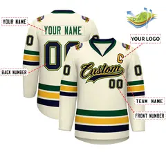 Khaki Navy Gold-Green Classic Hockey Jersey 2