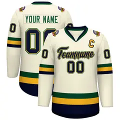 Khaki Navy Gold-Green Classic Hockey Jersey 1