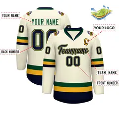 Khaki Navy Gold-Green Classic Hockey Jersey 2
