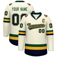 Khaki Navy Gold-Green Classic Hockey Jersey 1