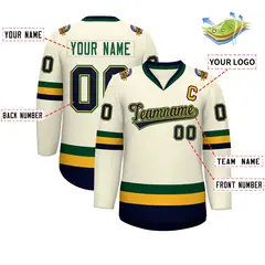 Khaki Navy Gold-Green Classic Hockey Jersey 2