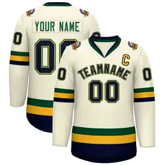 Khaki Navy Gold-Green Classic Hockey Jersey 1