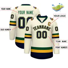 Khaki Navy Gold-Green Classic Hockey Jersey 2