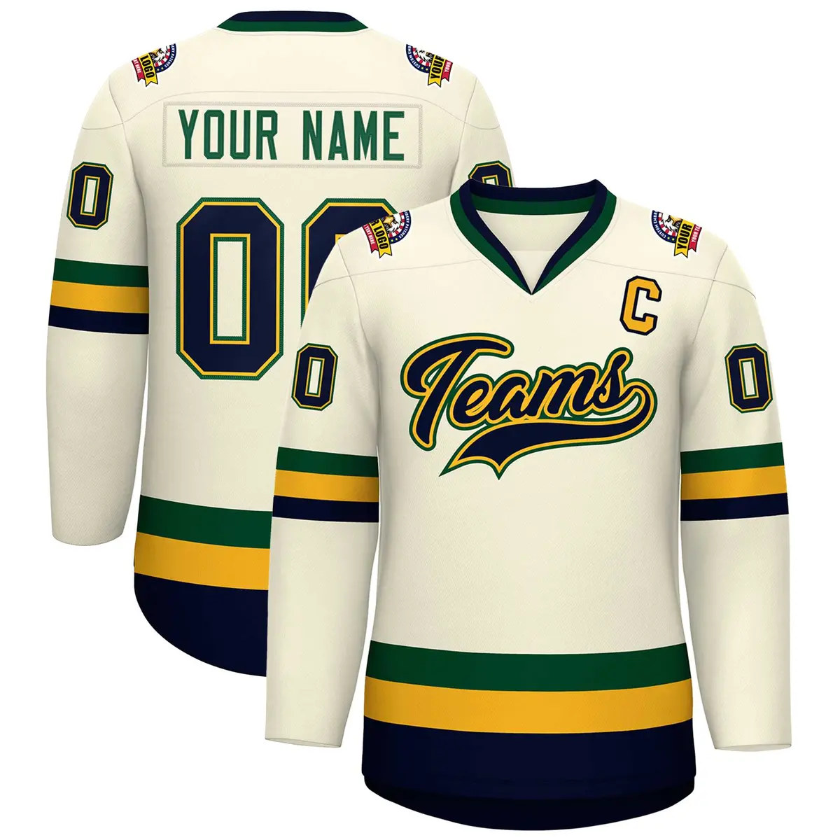 Khaki Navy Gold-Green Classic Hockey Jersey