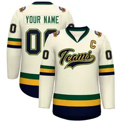 Khaki Navy Gold-Green Classic Hockey Jersey 1
