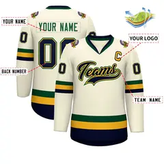 Khaki Navy Gold-Green Classic Hockey Jersey 2