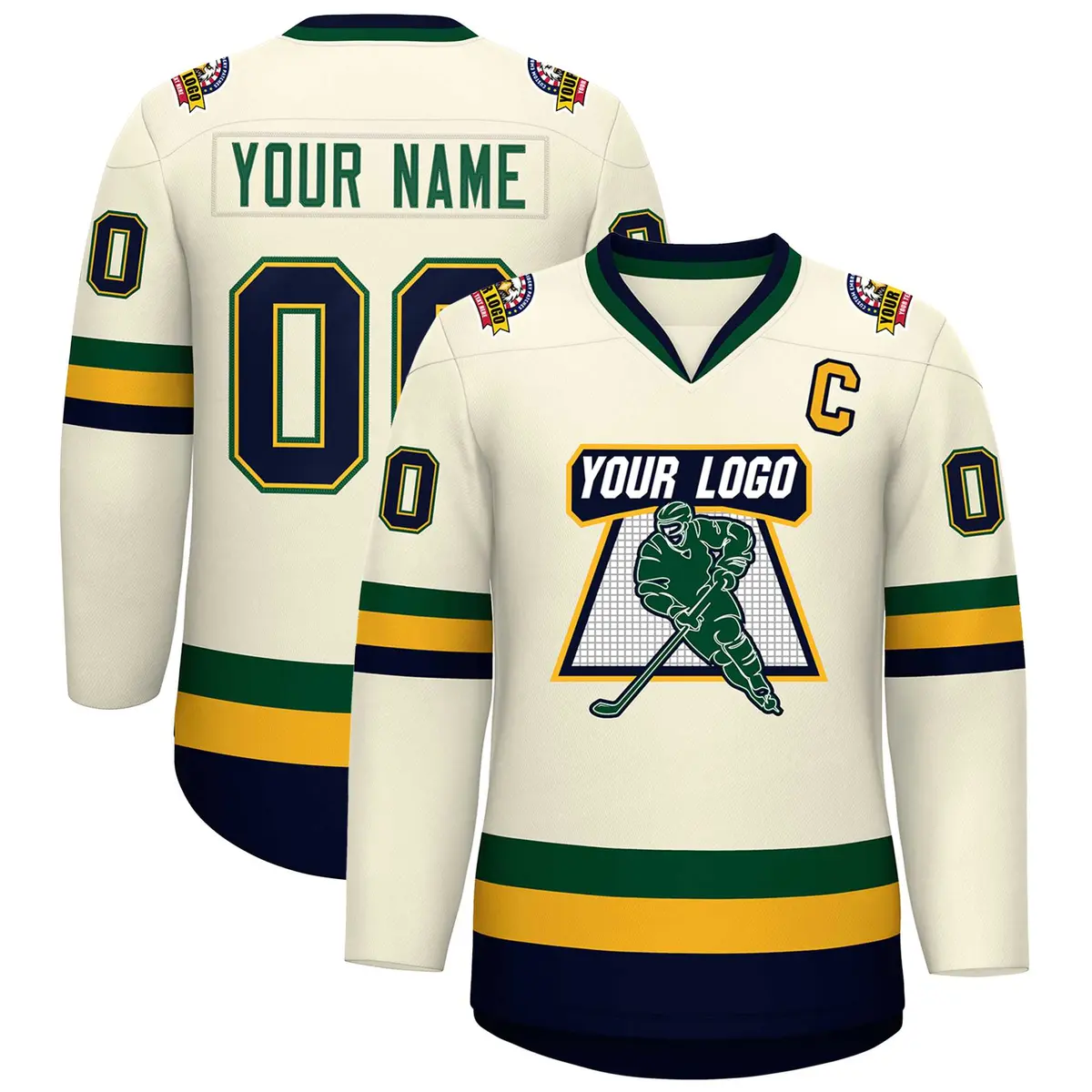 Khaki Navy Gold-Green Classic Hockey Jersey