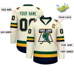 Khaki Navy Gold-Green Classic Hockey Jersey 2