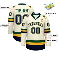 Khaki Navy Gold-Green Classic Hockey Jersey 2