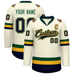 Khaki Navy Gold-Green Classic Hockey Jersey 1