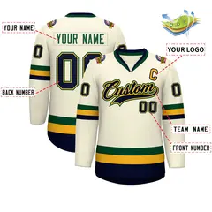 Khaki Navy Gold-Green Classic Hockey Jersey 2