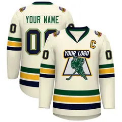 Khaki Navy Gold-Green Classic Hockey Jersey 1