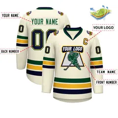Khaki Navy Gold-Green Classic Hockey Jersey 2