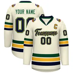 Khaki Navy Gold-Green Classic Hockey Jersey 1