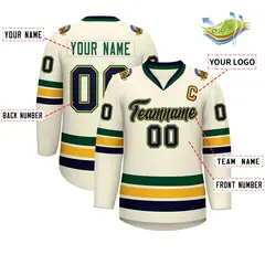 Khaki Navy Gold-Green Classic Hockey Jersey 2