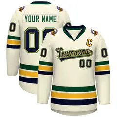 Khaki Navy Gold-Green Classic Hockey Jersey 1