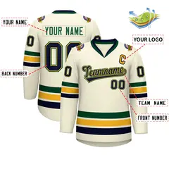 Khaki Navy Gold-Green Classic Hockey Jersey 2