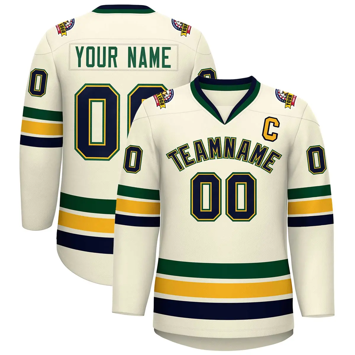 Khaki Navy Gold-Green Classic Hockey Jersey