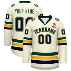 Khaki Navy Gold-Green Classic Hockey Jersey 1
