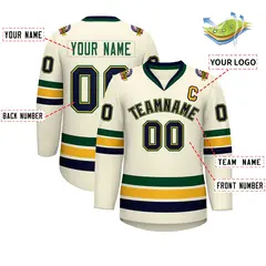 Khaki Navy Gold-Green Classic Hockey Jersey 2