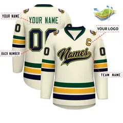 Khaki Navy Gold-Green Classic Hockey Jersey 2