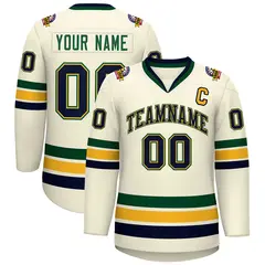 Khaki Navy Gold-Green Classic Hockey Jersey 1