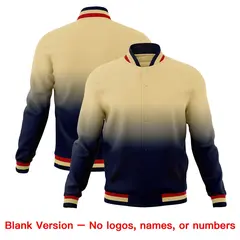 Khaki Navy Gradient Full-Snap Varsity Letterman Jacket 7