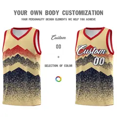Khaki Navy Mountain Fade Gradient Fashion Basketball Jersey 3