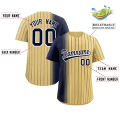 Khaki Navy Pinstripe Gradient Baseball Jersey 2