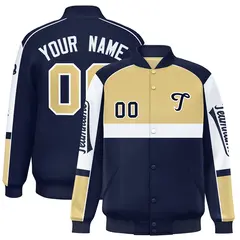Khaki Navy Raglan Sleeve Varsity Letterman Jacket 1