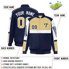 Khaki Navy Raglan Sleeve Varsity Letterman Jacket 2