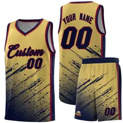 Khaki Navy Splash Basketball Uniforms for Match