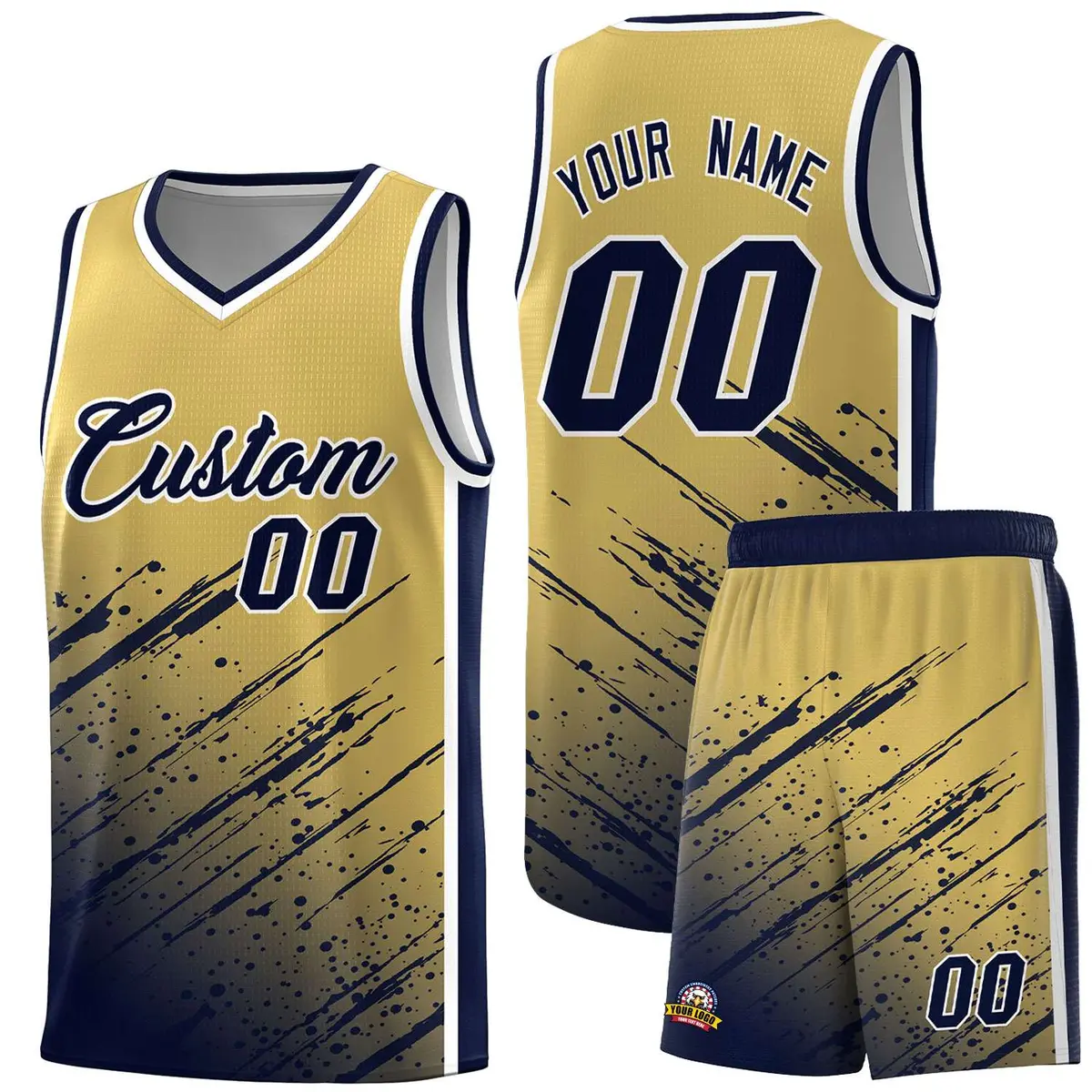 Khaki Navy Splash Basketball Uniforms for Practice