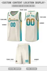 Khaki Old Gold-Aqua Gradient Basketball Jersey 2