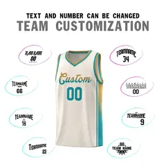 Khaki Old Gold-Aqua Gradient Basketball Jersey 4