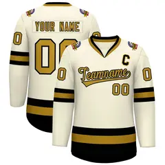 Khaki Old Gold-Black Classic Hockey Jersey
