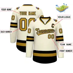 Khaki Old Gold-Black Classic Hockey Jersey 2