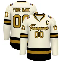 Khaki Old Gold-Black Classic Hockey Jersey