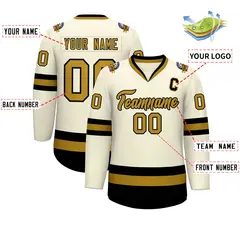 Khaki Old Gold-Black Classic Hockey Jersey 2