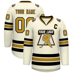 Khaki Old Gold-Black Classic Hockey Jersey