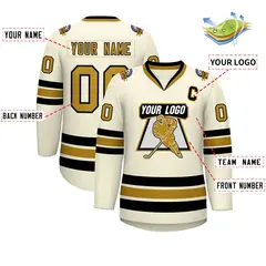 Khaki Old Gold-Black Classic Hockey Jersey 2