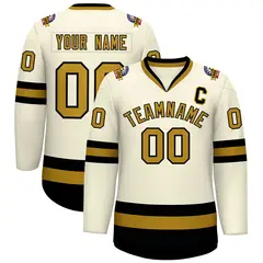 Khaki Old Gold-Black Classic Hockey Jersey 1
