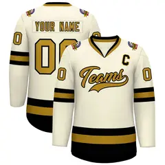 Khaki Old Gold-Black Classic Hockey Jersey 1