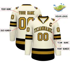 Khaki Old Gold-Black Classic Hockey Jersey 2