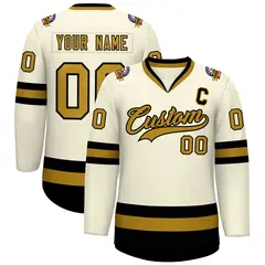 Khaki Old Gold-Black Classic Hockey Jersey 1