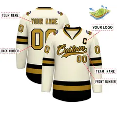 Khaki Old Gold-Black Classic Hockey Jersey 2