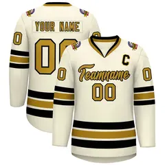 Khaki Old Gold-Black Classic Hockey Jersey 1